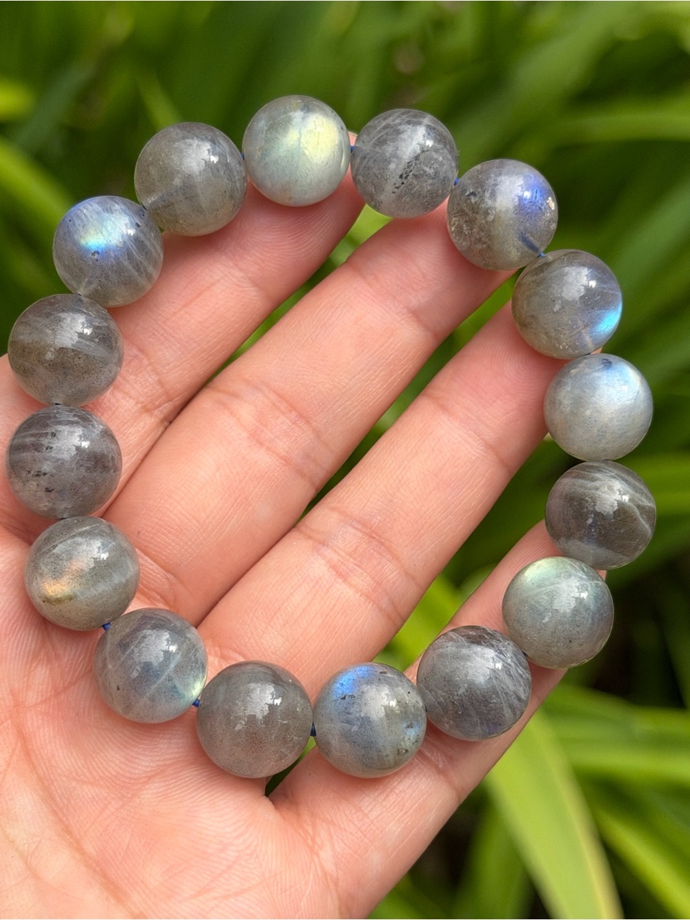 13mm Flashy Labradorite Beaded Stretch Bracelet 2249